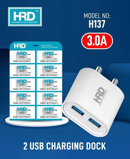 NEW HRD 3.0AMP H137 DUBBLE USB ADAPTER