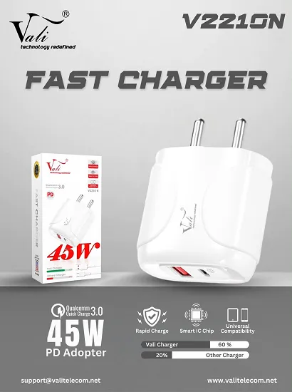 VALI V-2210N TYPE C 45W PREMIUM QUALITY CHARGER
